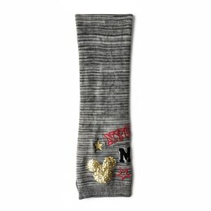 Disney Minnie Mouse NYC Sequin Scarf Gray Knit Cozy Y2K Streetwear